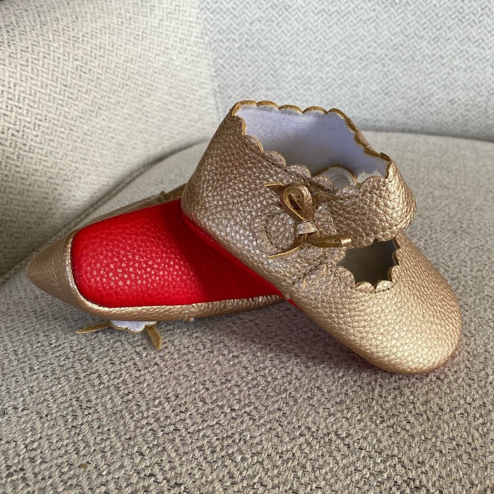 Baby Girl Red Bottom Gold Shoes - Red Bottom Baby Shoe - Size 5 (12-18M)